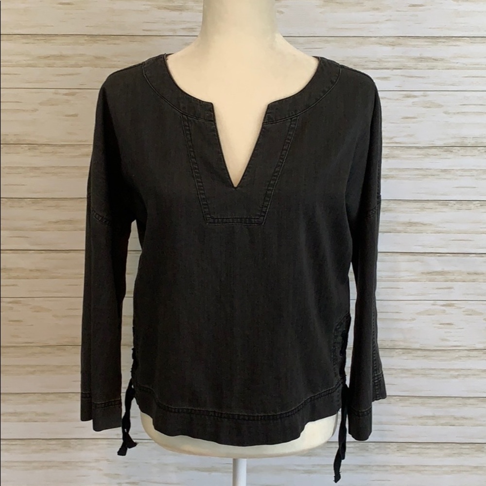 Madewell Short Tunic in Charcoal Chambray Denim